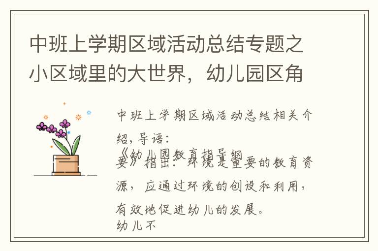 中班上学期区域活动总结专题之小区域里的大世界,幼儿园区角活动的创设与组织指导