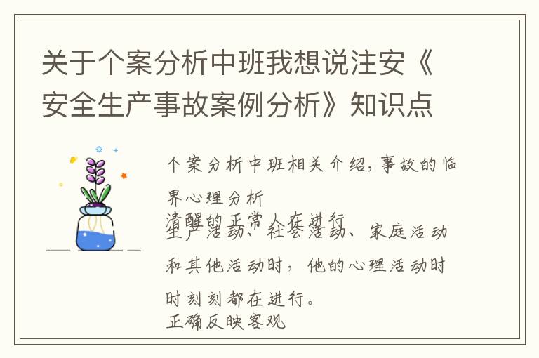 关于个案分析中班我想说注安《安全生产事故案例分析》知识点：事故临界心理剖析