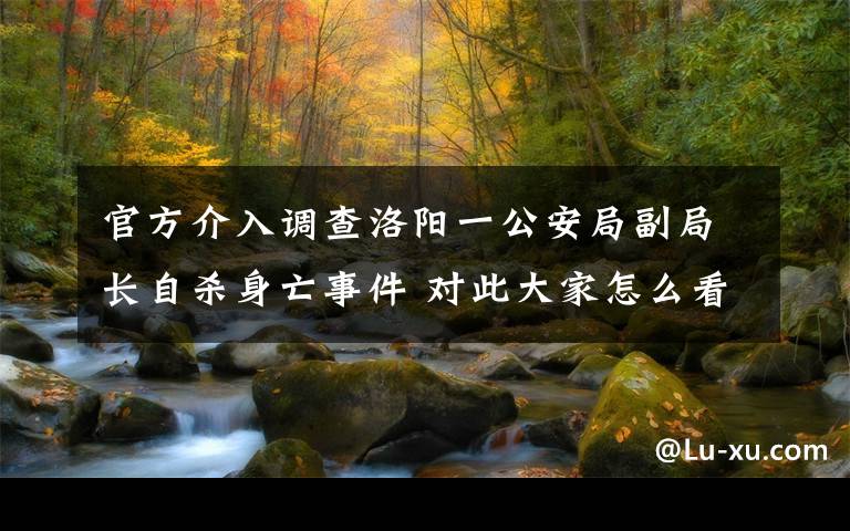 官方介入调查洛阳一公安局副局长自杀身亡事件 对此大家怎么看?