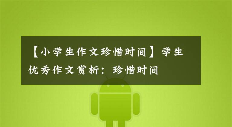 【小学生作文珍惜时间】学生优秀作文赏析:珍惜时间