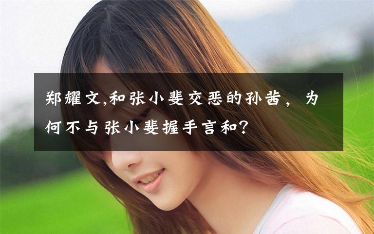 郑耀文,和张小斐交恶的孙茜,为何不与张小斐握手言和?