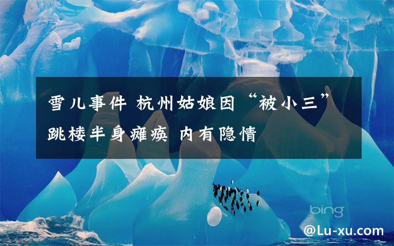 雪儿事件 杭州姑娘因“被小三”跳楼半身瘫痪 内有隐情