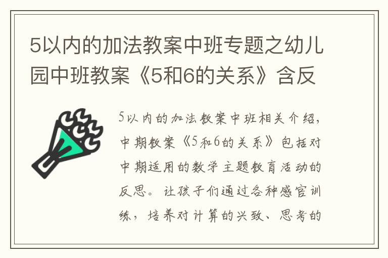 5以内的加法教案中班专题之幼儿园中班教案《5和6的关系》含反思