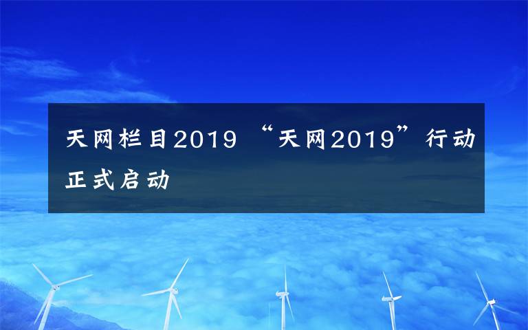 天网栏目2019 “天网2019”行动正式启动
