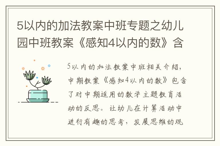 5以内的加法教案中班专题之幼儿园中班教案《感知4以内的数》含反思