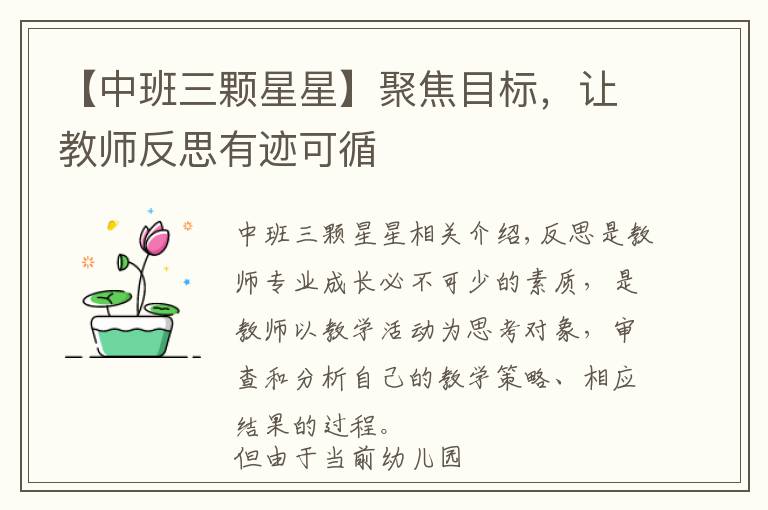 【中班三颗星星】聚焦目标,让教师反思有迹可循