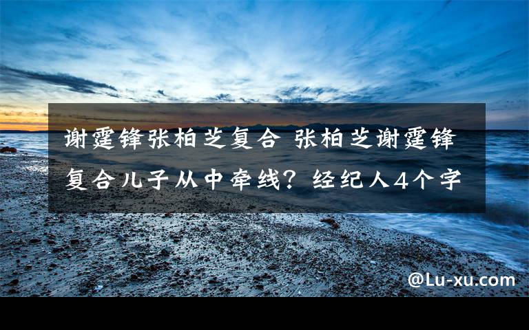 谢霆锋张柏芝复合 张柏芝谢霆锋复合儿子从中牵线?经纪人4个字回应,骂声一片