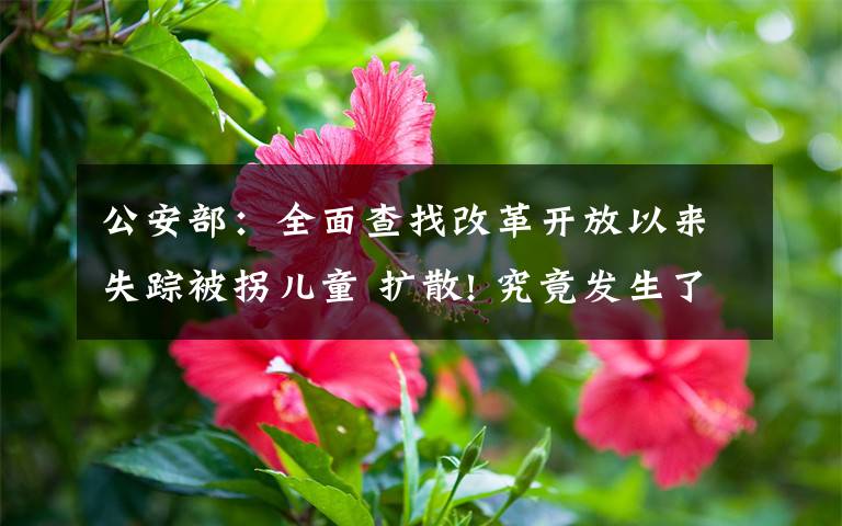 公安部:全面查找改革开放以来失踪被拐儿童 扩散! 究竟发生了什么?