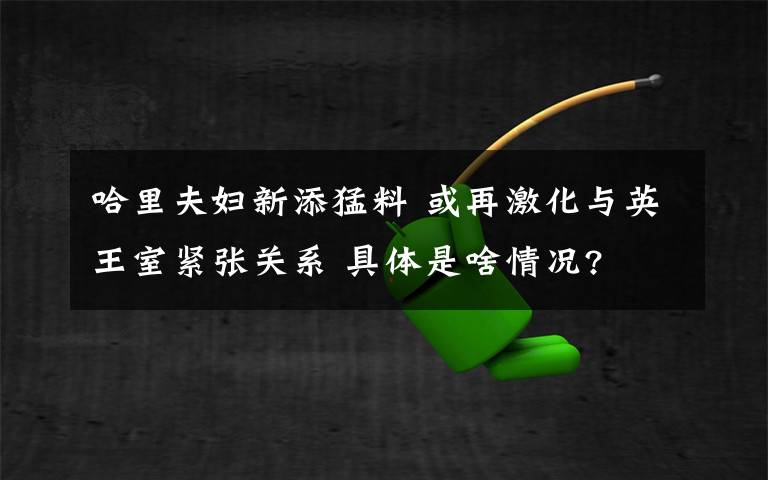 哈里夫妇新添猛料 或再激化与英王室紧张关系 具体是啥情况?