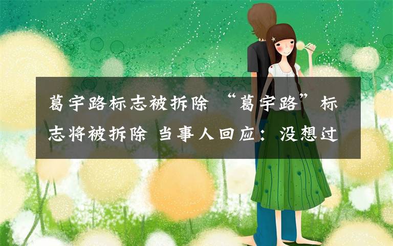 葛宇路标志被拆除 “葛宇路”标志将被拆除 当事人回应:没想过伤害谁