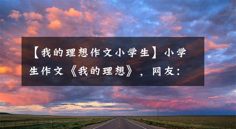 【我的理想作文小学生】小学生作文《我的理想》,网友:词句流畅,句子完整,理想有偏差。