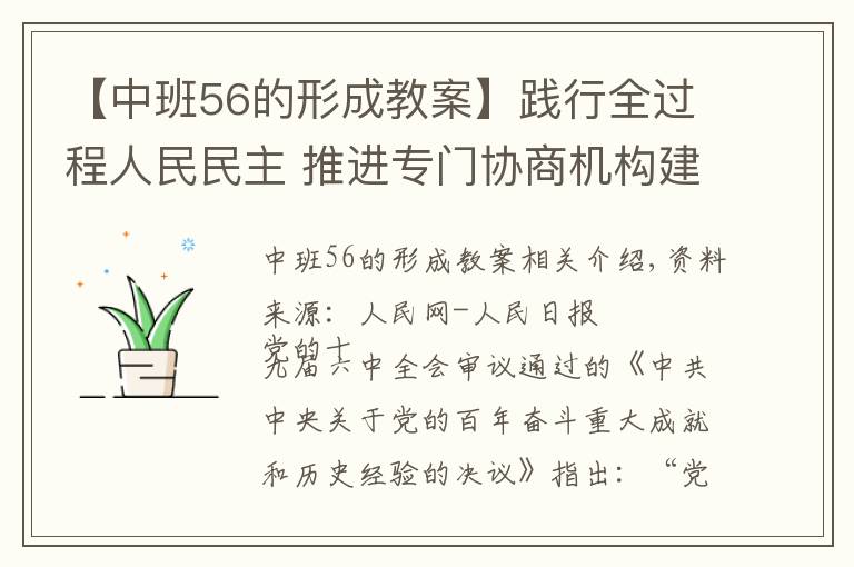 【中班56的形成教案】践行全过程人民民主 推进专门协商机构建设