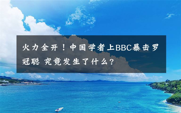 火力全开!中国学者上BBC暴击罗冠聪 究竟发生了什么?