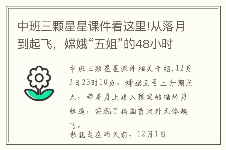 中班三颗星星课件看这里!从落月到起飞,嫦娥“五姐”的48小时
