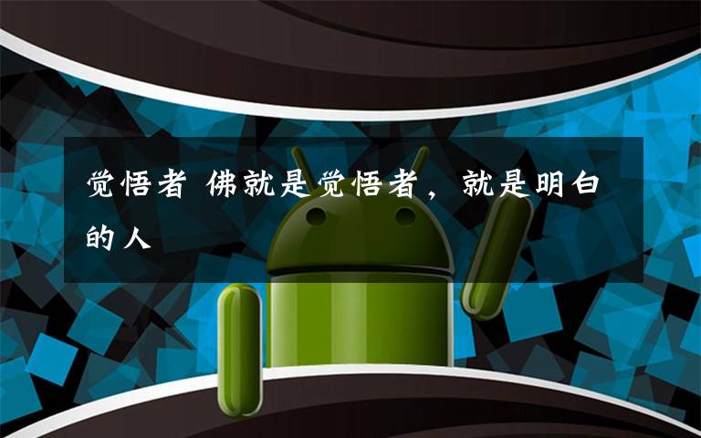 觉悟者 佛就是觉悟者,就是明白的人