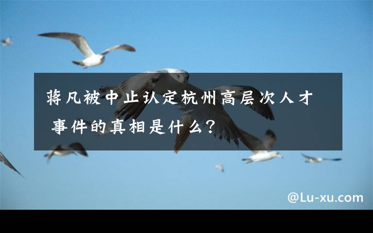 蒋凡被中止认定杭州高层次人才 事件的真相是什么?