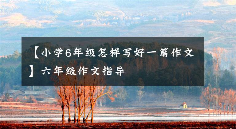【小学6年级怎样写好一篇作文】六年级作文指导