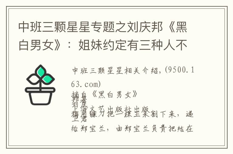 中班三颗星星专题之刘庆邦《黑白男女》:姐妹约定有三种人不能成为对象