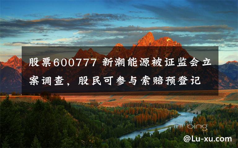 股票600777 新潮能源被证监会立案调查,股民可参与索赔预登记