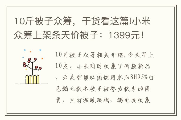 10斤被子众筹,干货看这篇!小米众筹上架条天价被子:1399元!你盖得起吗?