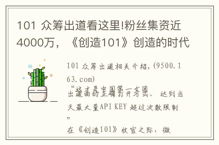 101 众筹出道看这里!粉丝集资近4000万,《创造101》创造的时代也是女团没落后的重新爆发