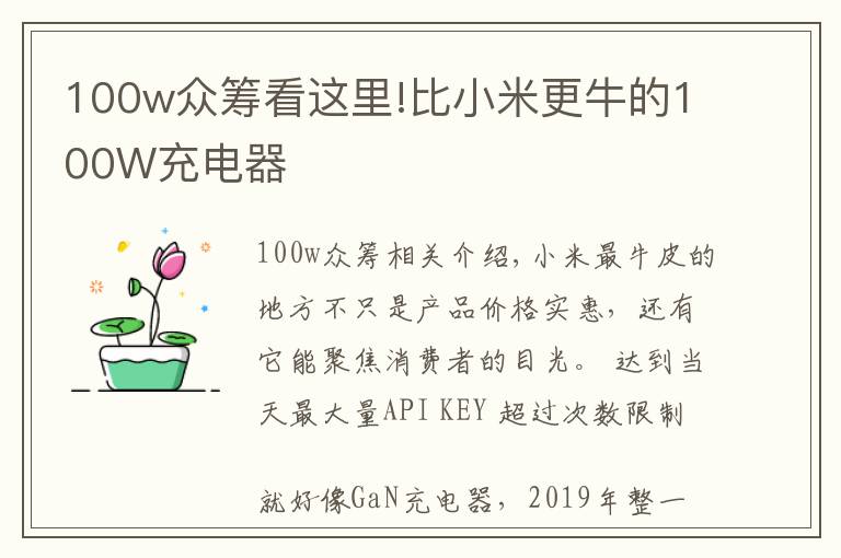 100w众筹看这里!比小米更牛的100W充电器