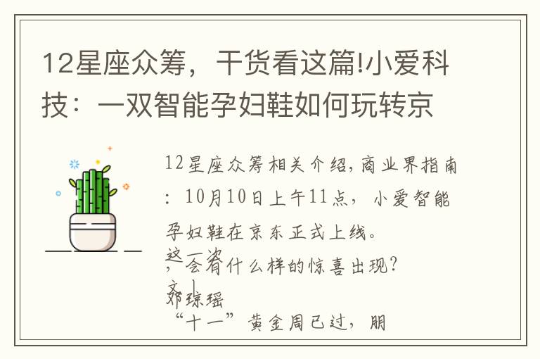 12星座众筹，干货看这篇!小爱科技：一双智能孕妇鞋如何玩转京东众筹？
