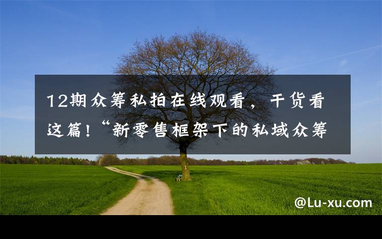 12期众筹私拍在线观看,干货看这篇!“新零售框架下的私域众筹”白皮书(之二)
