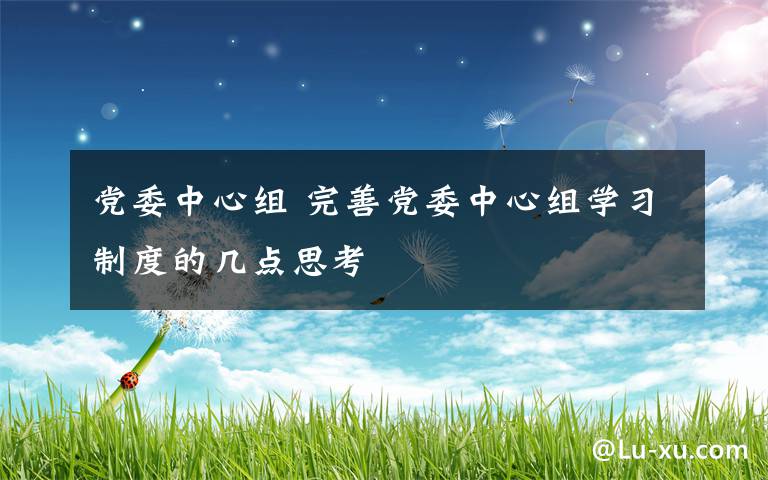 党委中心组 完善党委中心组学习制度的几点思考