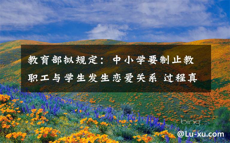 教育部拟规定:中小学要制止教职工与学生发生恋爱关系 过程真相详细揭秘!