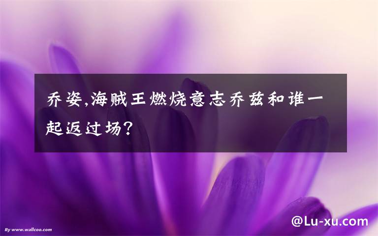 乔姿,海贼王燃烧意志乔兹和谁一起返过场?