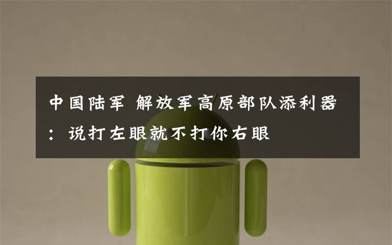 中国陆军 解放军高原部队添利器:说打左眼就不打你右眼