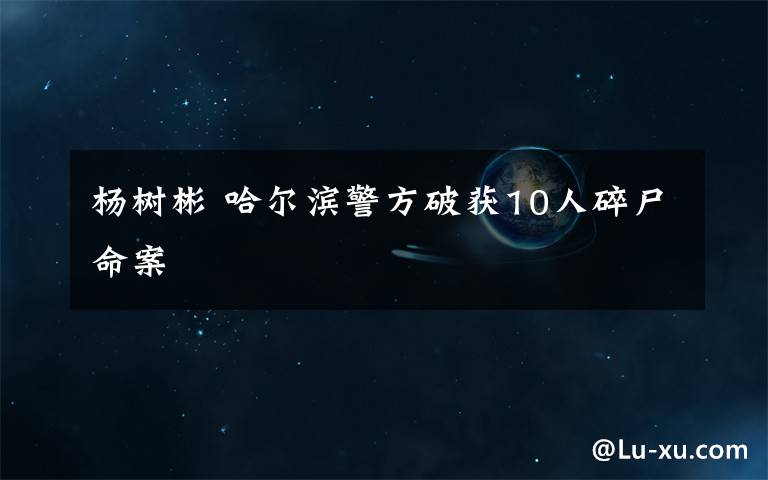 杨树彬 哈尔滨警方破获10人碎尸命案