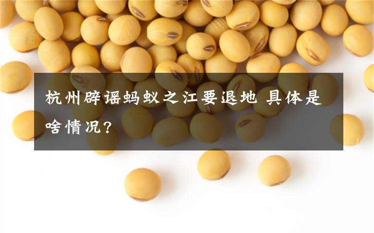 杭州辟谣蚂蚁之江要退地 具体是啥情况?