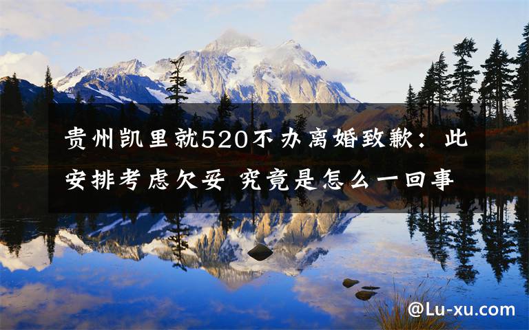 贵州凯里就520不办离婚致歉：此安排考虑欠妥 究竟是怎么一回事?