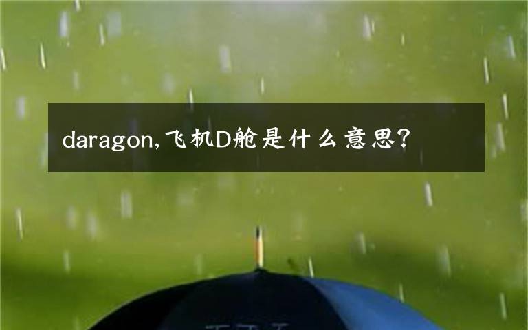 daragon,飞机D舱是什么意思?
