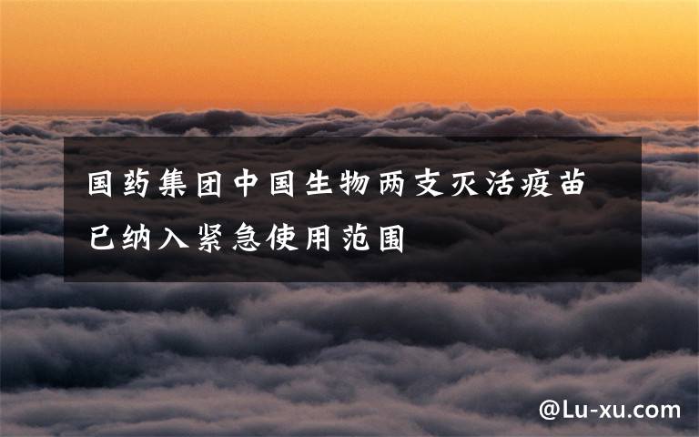 国药集团中国生物两支灭活疫苗已纳入紧急使用范围