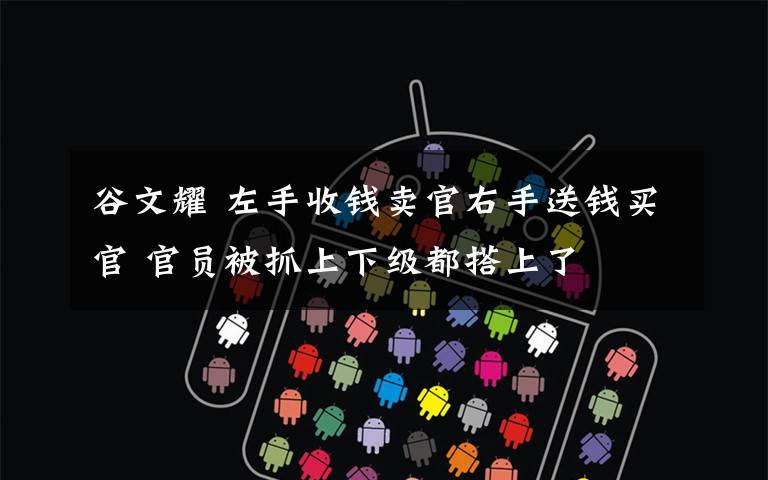 谷文耀 左手收钱卖官右手送钱买官 官员被抓上下级都搭上了