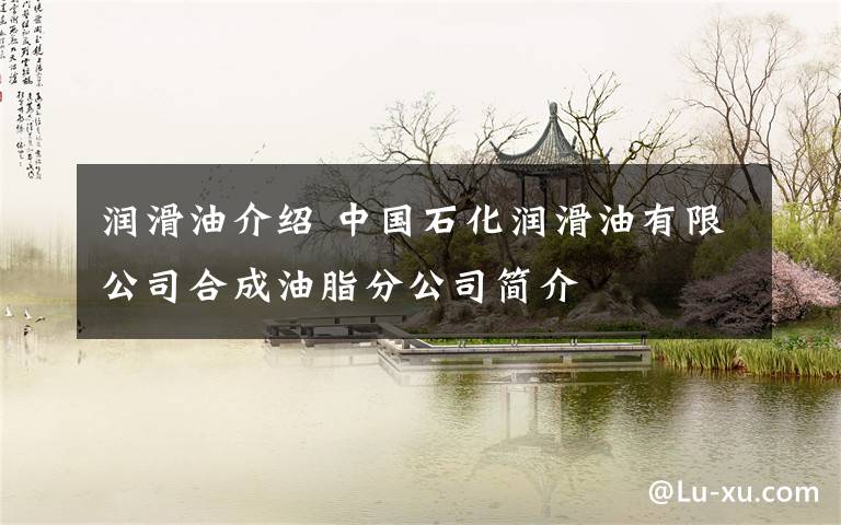 润滑油介绍 中国石化润滑油有限公司合成油脂分公司简介