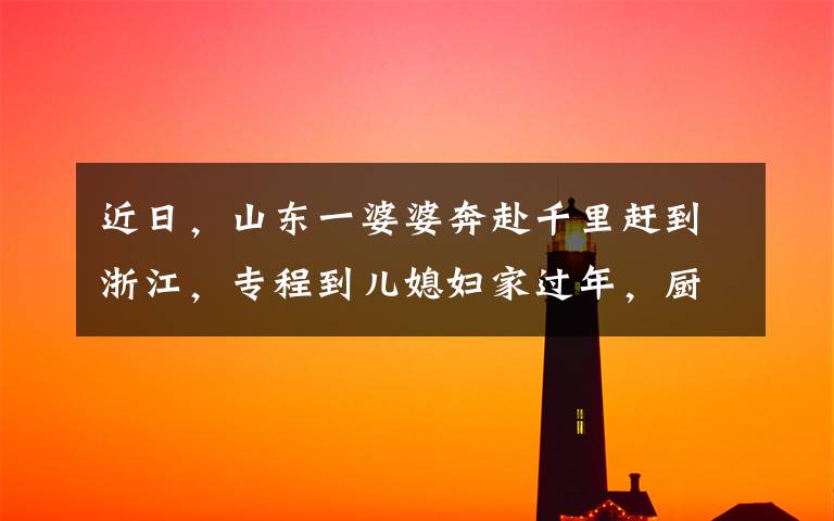 近日,山东一婆婆奔赴千里赶到浙江,专程到儿媳妇家过年,厨房内一幕让所有人羡慕了。