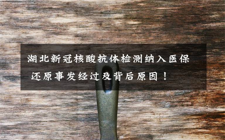 湖北新冠核酸抗体检测纳入医保 还原事发经过及背后原因!
