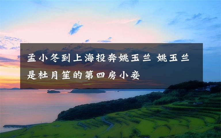 孟小冬到上海投奔姚玉兰 姚玉兰是杜月笙的第四房小妾