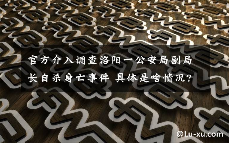 官方介入调查洛阳一公安局副局长自杀身亡事件 具体是啥情况?