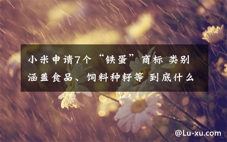 小米申请7个“铁蛋”商标 类别涵盖食品、饲料种籽等 到底什么情况呢?