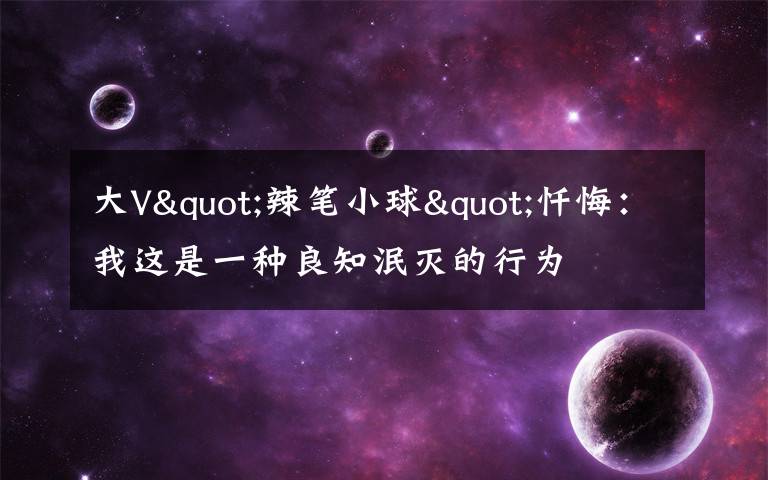 大V"辣笔小球"忏悔:我这是一种良知泯灭的行为