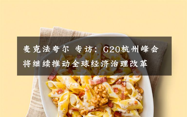 麦克法夸尔 专访:G20杭州峰会将继续推动全球经济治理改革