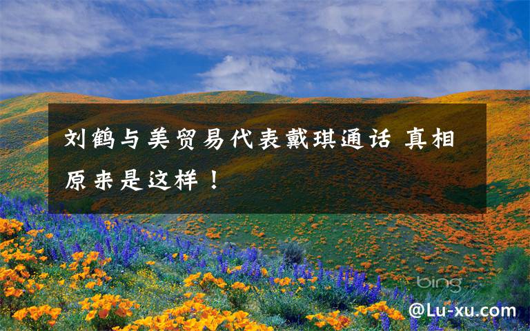 刘鹤与美贸易代表戴琪通话 真相原来是这样!