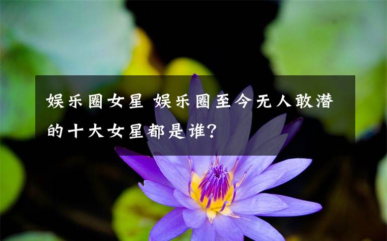 娱乐圈女星 娱乐圈至今无人敢潜的十大女星都是谁?