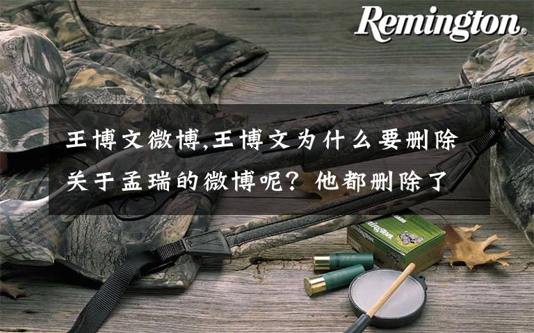 王博文微博,王博文为什么要删除关于孟瑞的微博呢?他都删除了些什么呢?