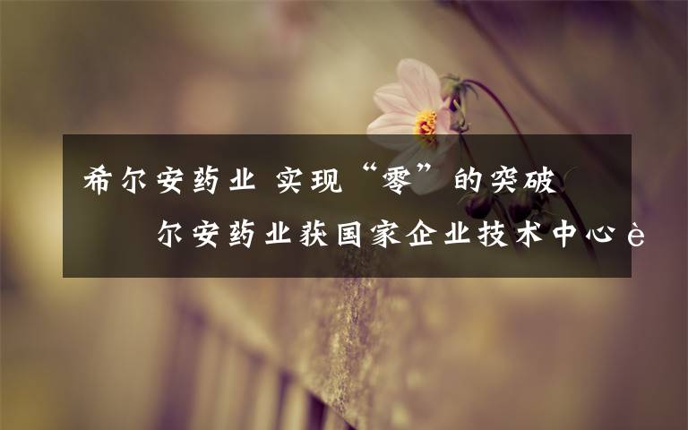 希尔安药业 实现“零”的突破 希尔安药业获国家企业技术中心认定